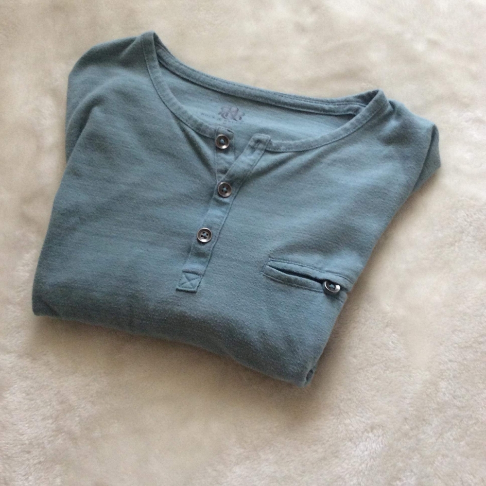 Rock & Republic Men's Cotton short sleeve light Teal Blue Medium